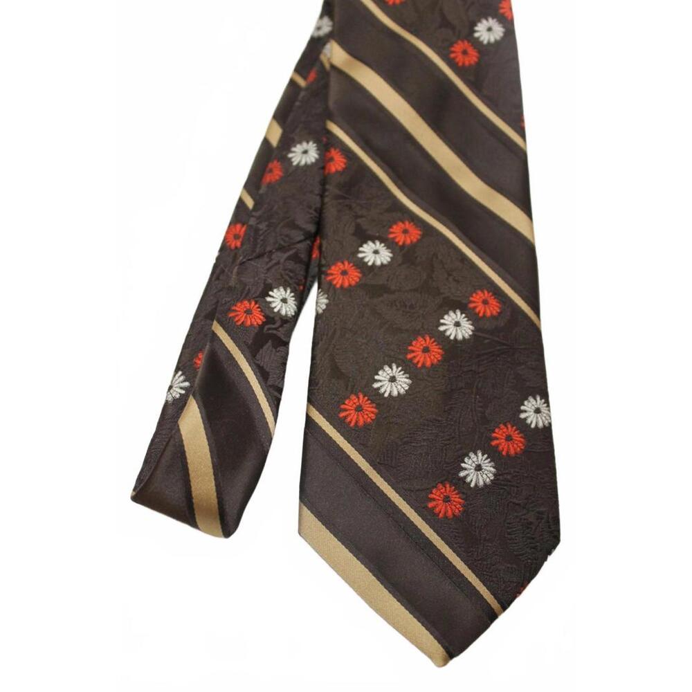 1970s BEAU BRUMMEL for Gimbels Ultra Wide Brown Floral Necktie